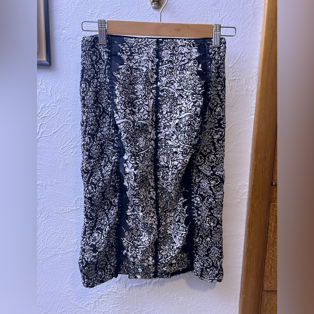 Byron Lars Black and White Floral Skirt
